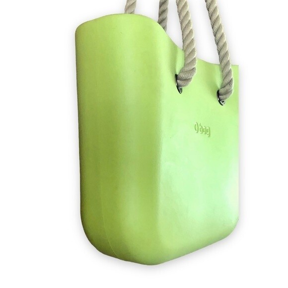 O bag obag Fullspot Lime Green with Natural Long Rope Handles Classic Bag - Picture 4 of 11